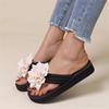 Ladies Fashion Summer Solid Color Suede Flower Decorative Open Toe Microwavable Slippers Women Womens Fuzzy Slipper Socks Goats
