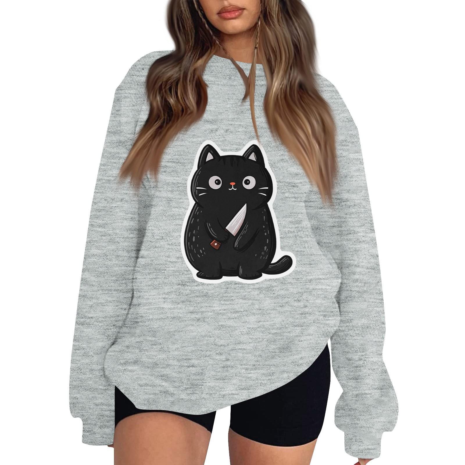 

Женский пуловер с заниженной линией плеча, спортивный свитшот с принтом на Хэллоуин L