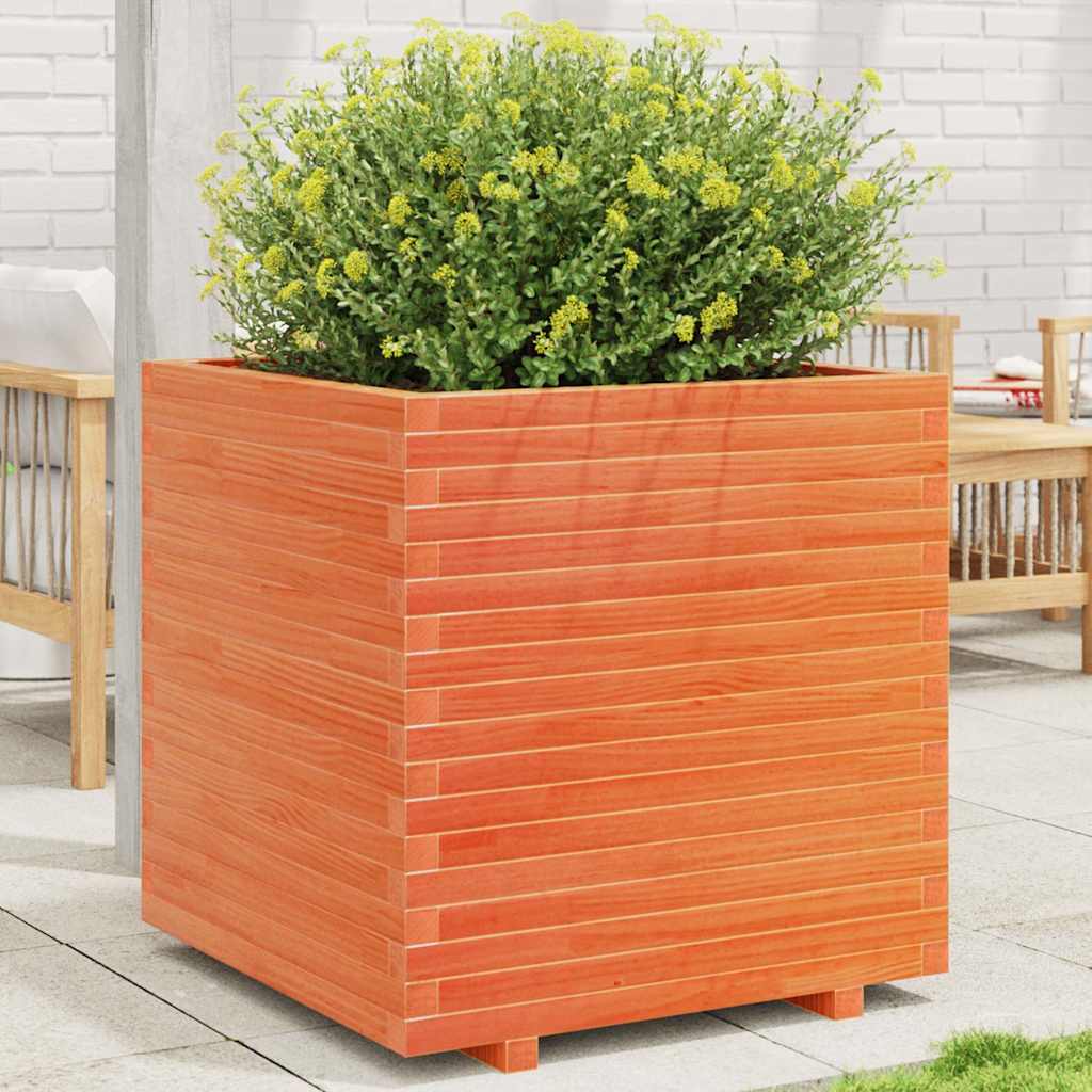 Plant Pot Wax Brown 70 X 70 X 72.5 Cm Solid Pine Wood