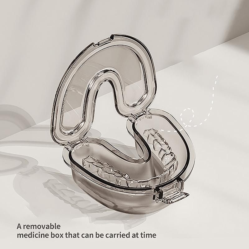 Leak Proof Simple Denture Case Sealed U Shape Transparent Denture Box Mouthguard Container Oral Care Denture Storage Container