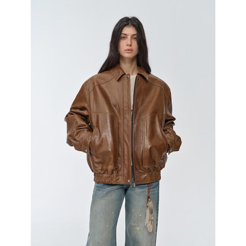 Women's Retro Waxed Leather Workwear Jacket