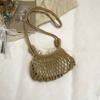 Net Pouch Yarn Woven Crossbody Bag Large Capacity Hollow Fishnet Bag Crochet Shoulder Pouch  Female