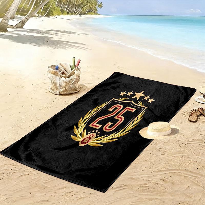 Number 25 Print Beach Towel, Large Soft Quick Dry Towel for Beach Camping Swimming