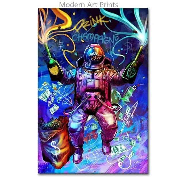 

Прохладный космический астронавт, холст, картина, уличные граффити, постеры и принты, настенные художественные фотографии для гостиной, домашний декор, без рамки 21*30cm