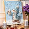 Cute Snowman Hot Cocoa Pearl Bead Painting Kit Winter Theme Frameless Canvas Art Relaxing Night Craft Home Decor Gift Wall Decoration DIY
