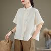DIMANAF 2026 Women Plus Size New Summer Blouse Shirt Short Sleeve Casual Loose Lady Tops Shirts Cotton Embroidery