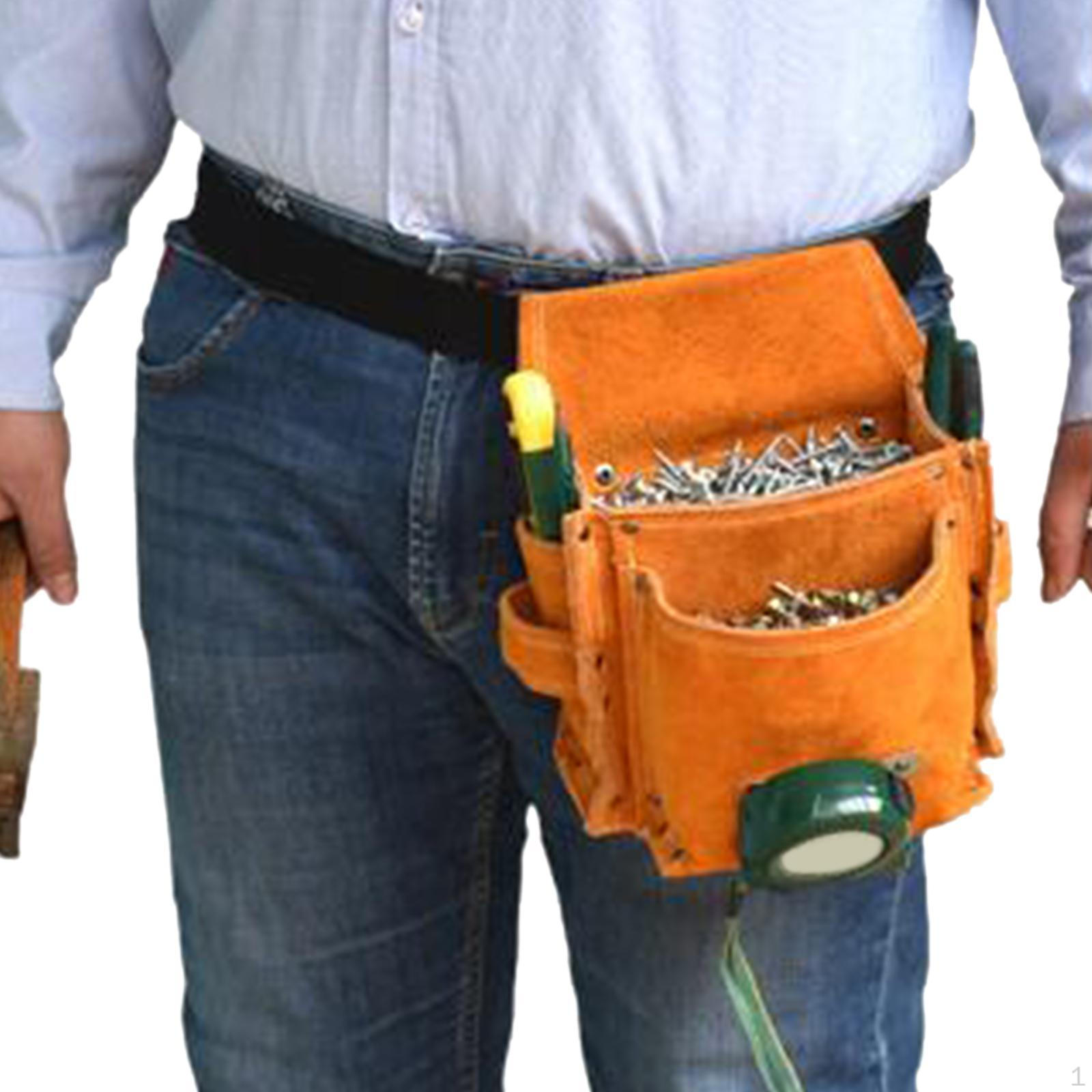 

Cowhide Tool Belt Pouch Waist Bag Lightweight for DIY Electricians Versatile