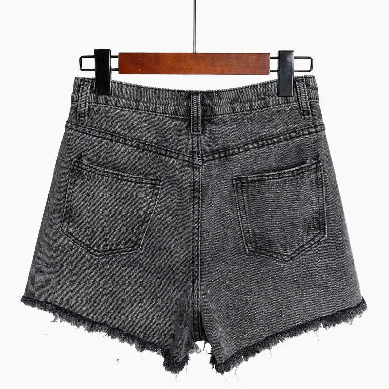 Kalhoty Klasická a minimalistická móda Všestranné Nepravidelný Surový okraj S vysokým pasem Dámské Letní Roztrhané Volné Široké džínové šortky Individualita