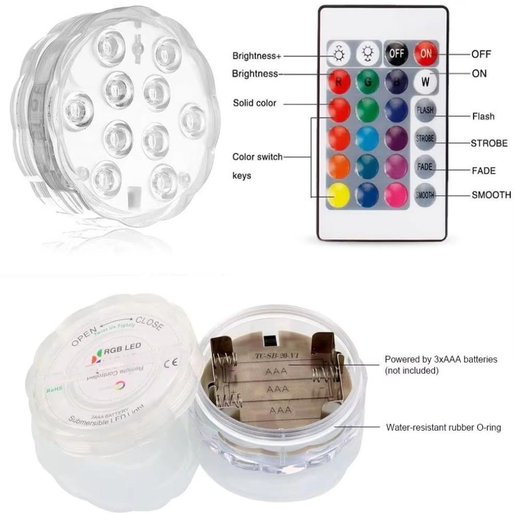 with Remote Diving Light 10-LED Remote Control Pool Diving Light Gifts Submersible LED Lights