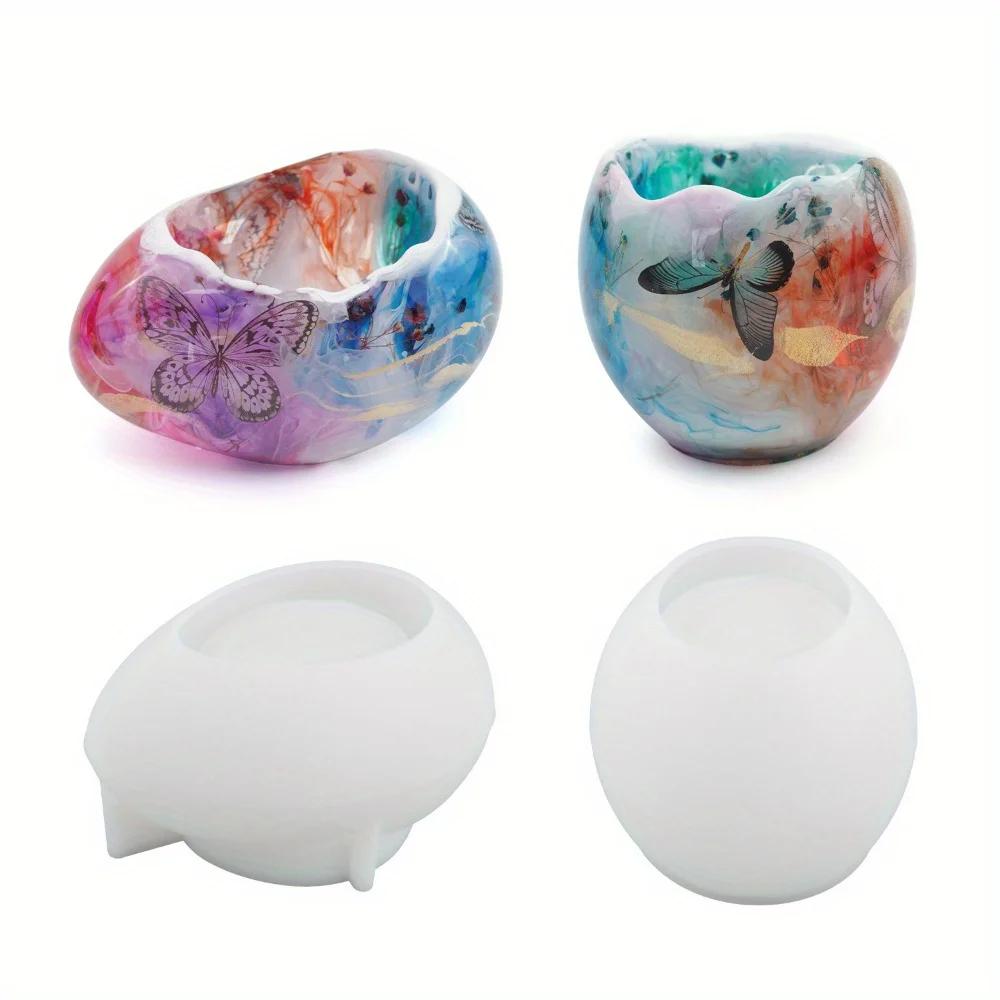 A Top-quality Egg Silicone Mold, Handmade Diy Resin Egg-shaped Candle Holder Storage Box Desktop Candle Holder Silicone Mold