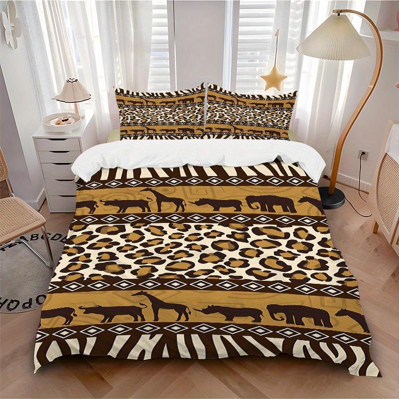 

3pcs Safari Animals Soft Comfortable Bedding set, For Bedroom, Guest Room And Dorm, All - Season Use, High-Definition Printing199 135x200cm
