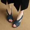 Shoes for Women 2025 New Summer Open Toe Women's High Heels Slingback Sandals 7.5 Cm Thick Heels Sandalias Mujer WSH5257