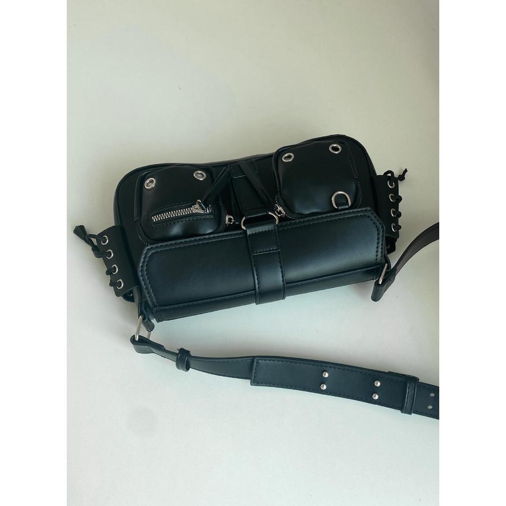 Y2K Korean Women Harajuku Vintage Gothic Black Hand Bag Aesthetic Elegant Punk Wallet Purse Handbags Shoulder Trend Tote Bags