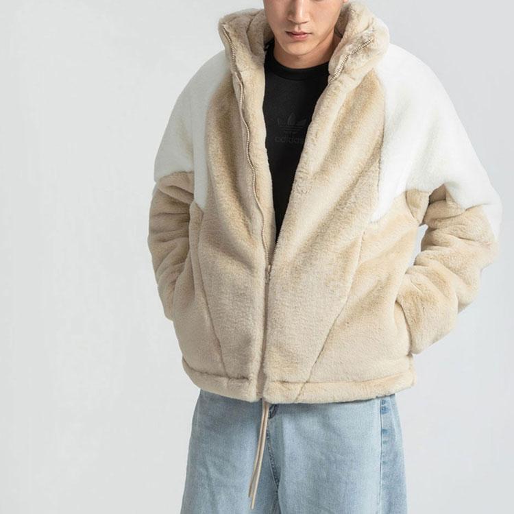 Adidas Originals Trefoil Speed Fur Fleece-Lined Casual Sports Jacket Unisex Jacket Brown HF0702