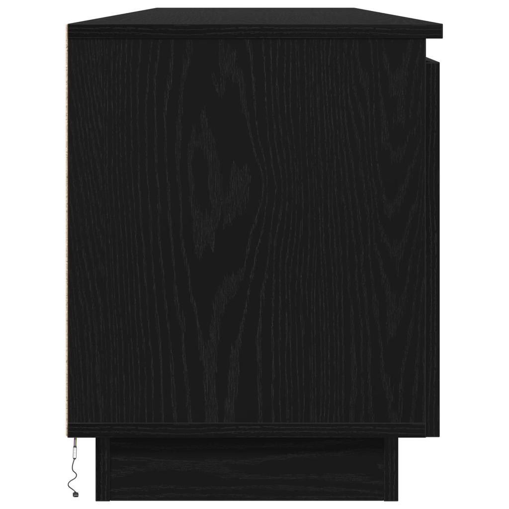 TV Cabinet Black Oak Effect 180 X 38 X 49 Cm Engineered Wood