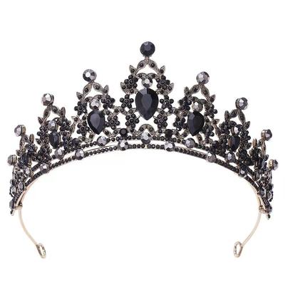 Exquisite Hair Jewelry Girls Gift Alloy Wedding Bridal Crowns Black Rhinestone Crown Women Hair Hoop Baroque Crystal Tiara