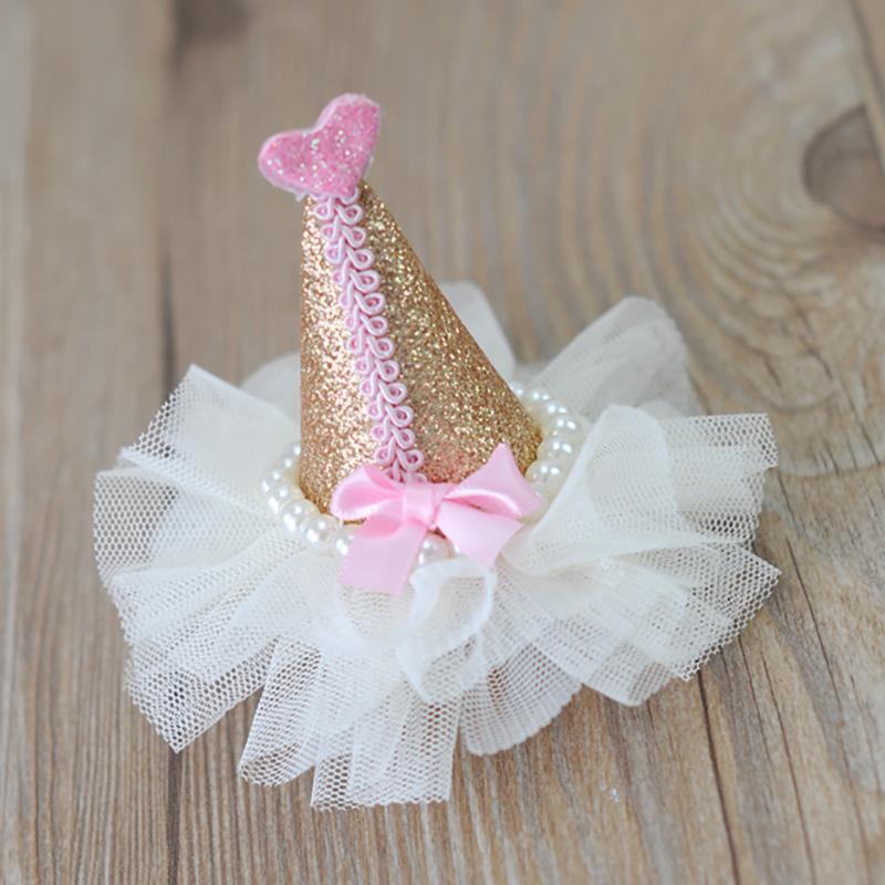 Dog Sequin Birthday Hat Pet Hairpin Hair Accessories Head Flower Crown Dog Accessories Pet Supplies Pet Hat Dog Costume