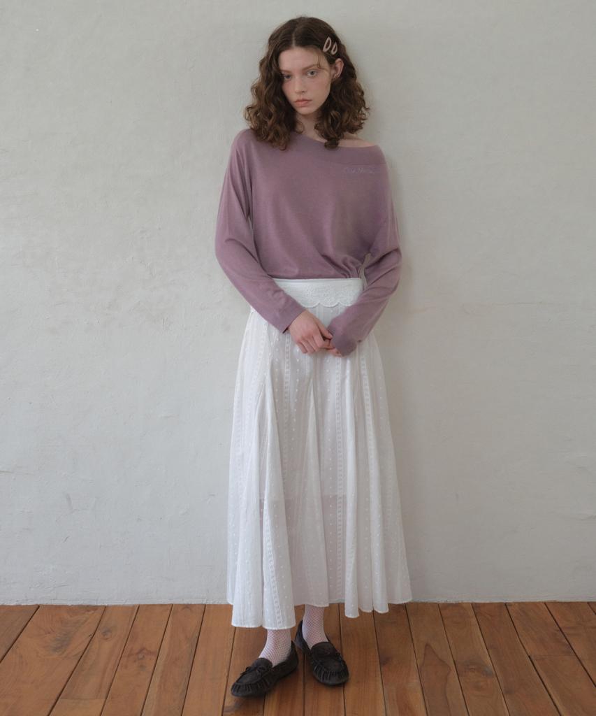Aueonoseuteljia Lettering Boatneck Knit_Vintage Purple(Oc26Kn17)