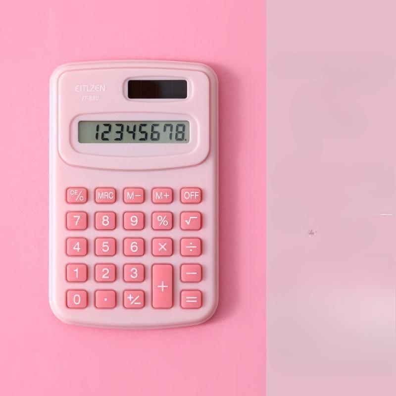 Roztomilá barevná Jednoduchá Palm Mini kalkulačka Přenosná 8místná kalkulačka pro studenty matematických tříd Kancelářské potřeby Solární/bateriový zdroj