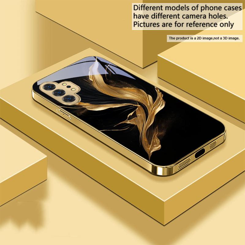 

Floating golden ribbon For Samsung A 01 52S A04 A05S A10 A12 13 22 23 24 36 42 M02 Note 10 20Ultra 8 9 Golden glass phone case Galaxy Note8