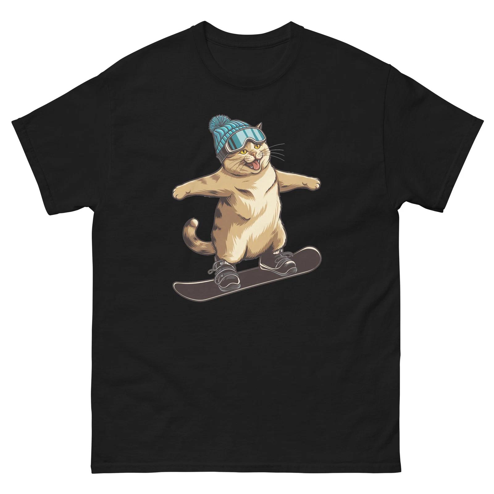 Scottish Fold Cat Snowboarding Fun Snowboarder T-Shirt M