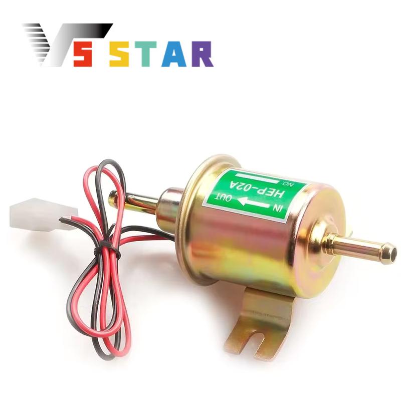 E8012S FD0002 P60430 EP12S Durable 12V Electric Inline Low Pressure Fuel Pump Kit with 2M Fuel Line Fuel Filters Hose Clamp Gold