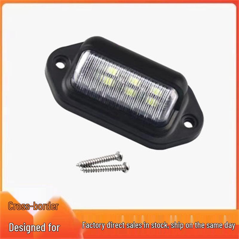 6-LED Waterproof Side Marker Light for Trucks, Trailers, and Buses, Wide Voltage 12V-24V, Suitable for License Plate Lighting.