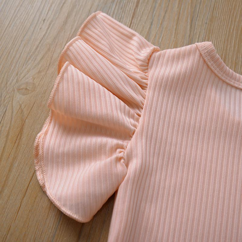 Europäischer & Amerikanischer Stil Spitze Ärmel Baby Mädchen Strampler - Säugling & Kleinkind Dreieck Druckknopf Schritt Krabbelanzug