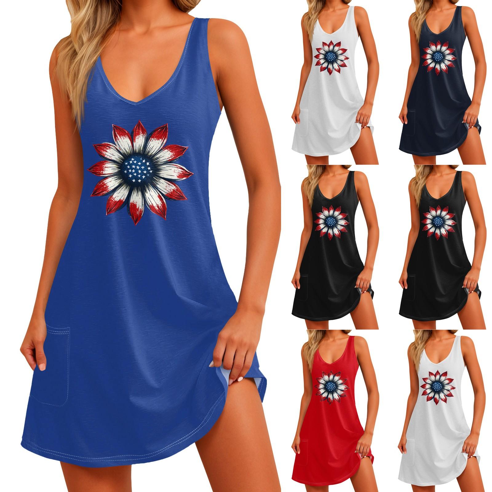 

Women s Print Dress, Vest, Skirt With Pockets, Beach Skirt, V-Neck Vest Skirt Vest Skirt XL червоний