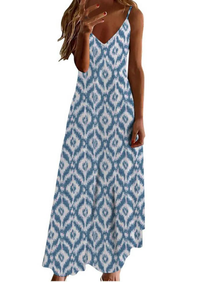 Women's Plus Size V-Neck Spaghetti Strap Long Dress - European & American Style