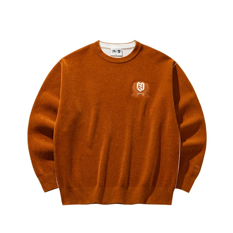 Anta Fan Zhendong Series Round Neck Pullover Letter Long Sleeve Knitted Sweater Unisex sweater 172628703R-2 XL