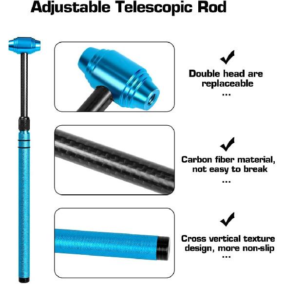 LadyRosian 16PCS Car Paintless Dent Repair Tools Aluminum Dent Hammer With Knock Down Head Tap Kit Leveling Telescopic Hammer Set For Car Hail Damage