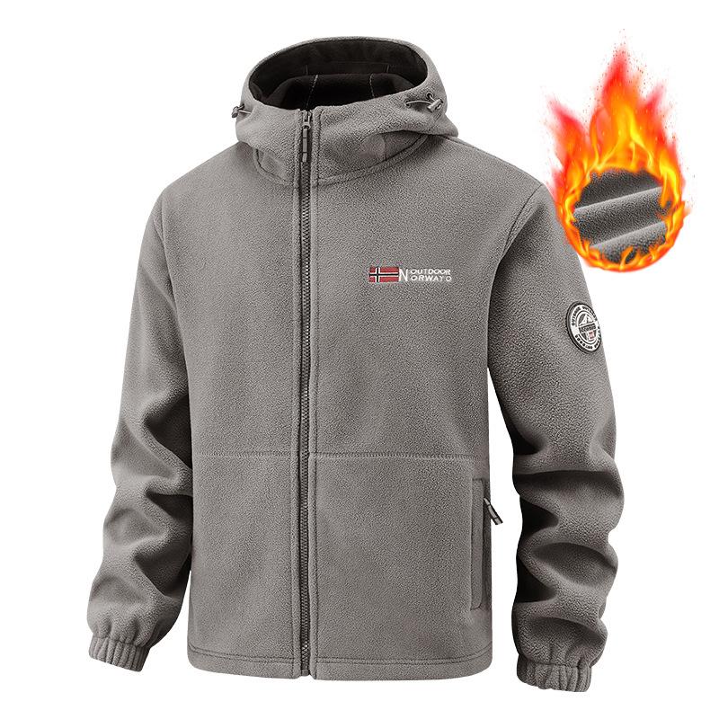 Weft Herfst en Winter Noorse Europese Maat Heren Fleece Jas met Capuchon Koudebestendige Warme Jas L