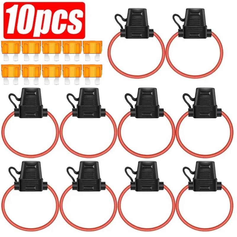 5/10pcs In Line Car Mini Blade Adapter Fuse Holder Splash-proof for 12V 30A Wire Cutoff Switch Socket Damp Proof Splash