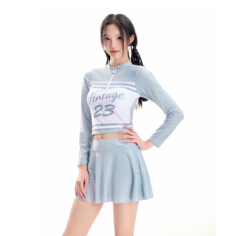 

WEZHO Women s Long-Sleeve High-Waist Two-Piece Swimsuit