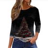 Women's Fashion Casual Three-quarter Sleeve Christmas Printed  Neck Top