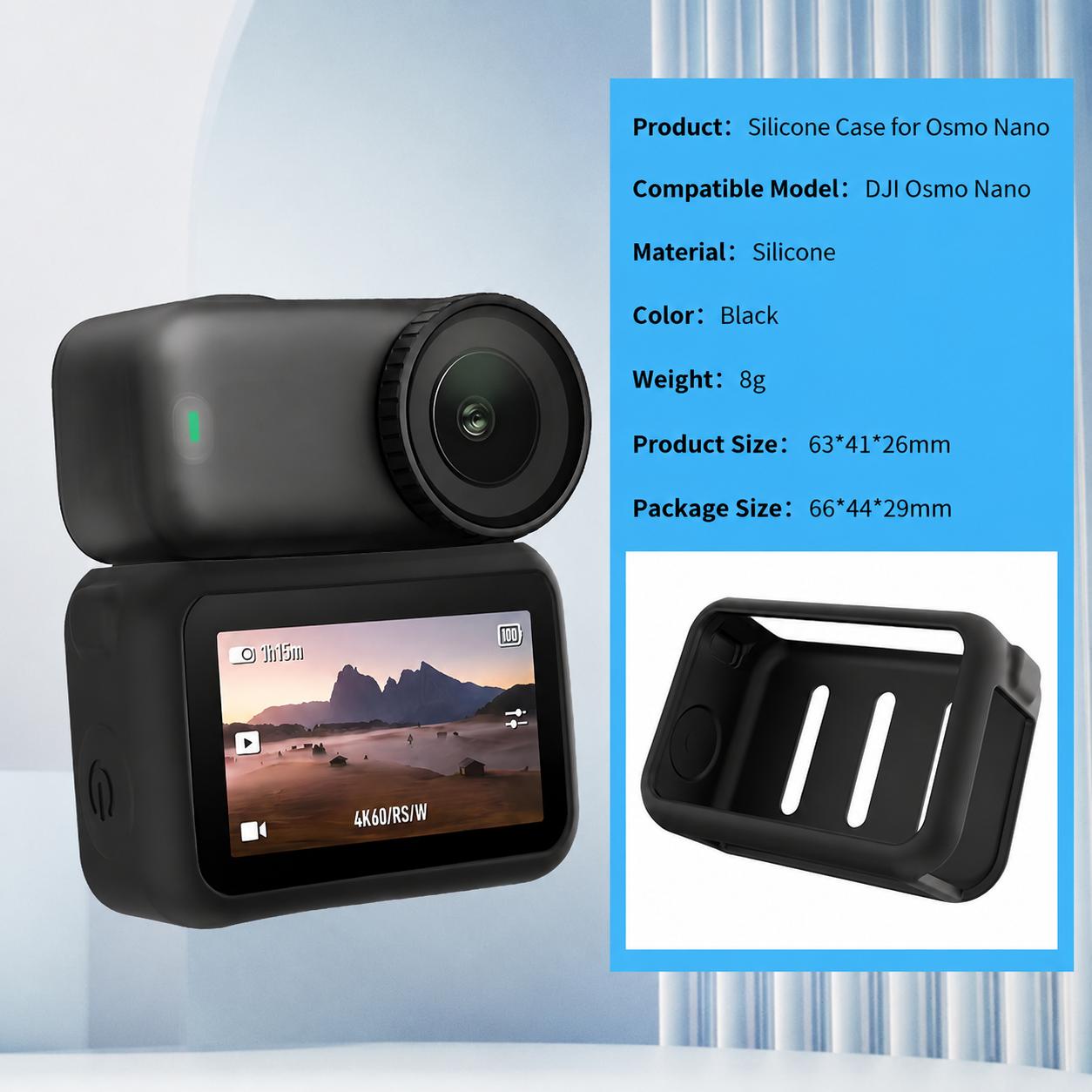 Soft Silicone Protective Cover for DJI Osmo Nano Sports Camera Full Body Anti Slip Anti Scratch Shockproof Sleeve Dustproof