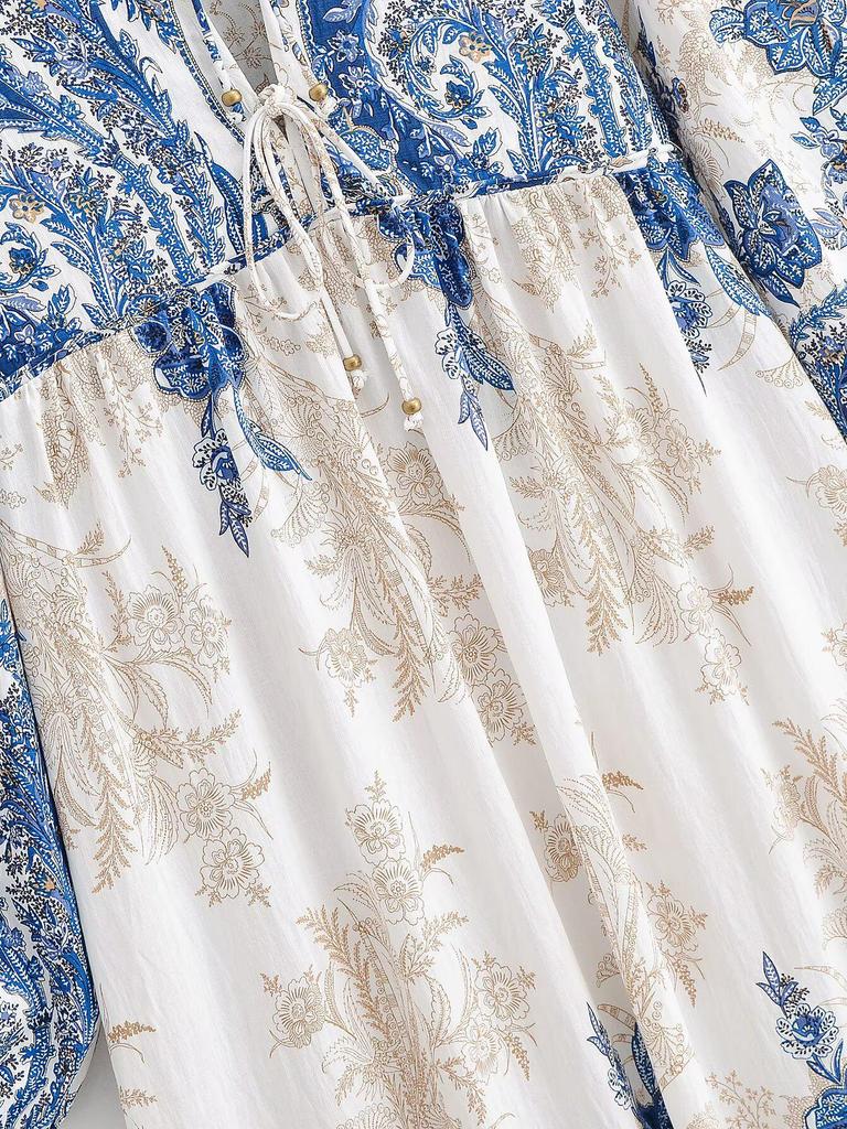 Bohemian Ethnic Beach Dress: 2026 Spring Casual Loose-Fit Printed Dress