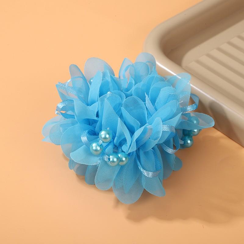 Children's Cute Head Flower Pearl Princess Little Girl Ball Hair Rings Circle Rubber Band Styling Tools Accessories