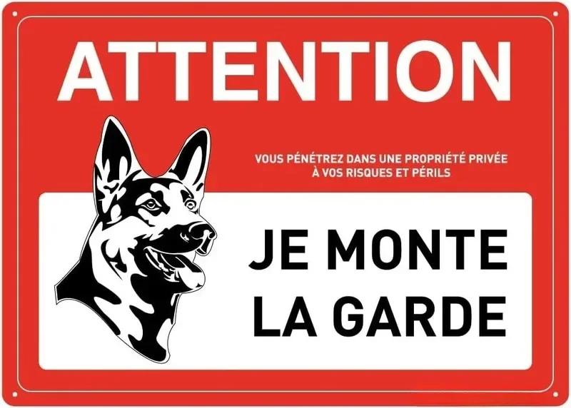 Hisun Tin Sign HD Tin Sign Bilingual Security Warning Wall Decor Retro French English Video Surveillance Metal Poster for Business Home