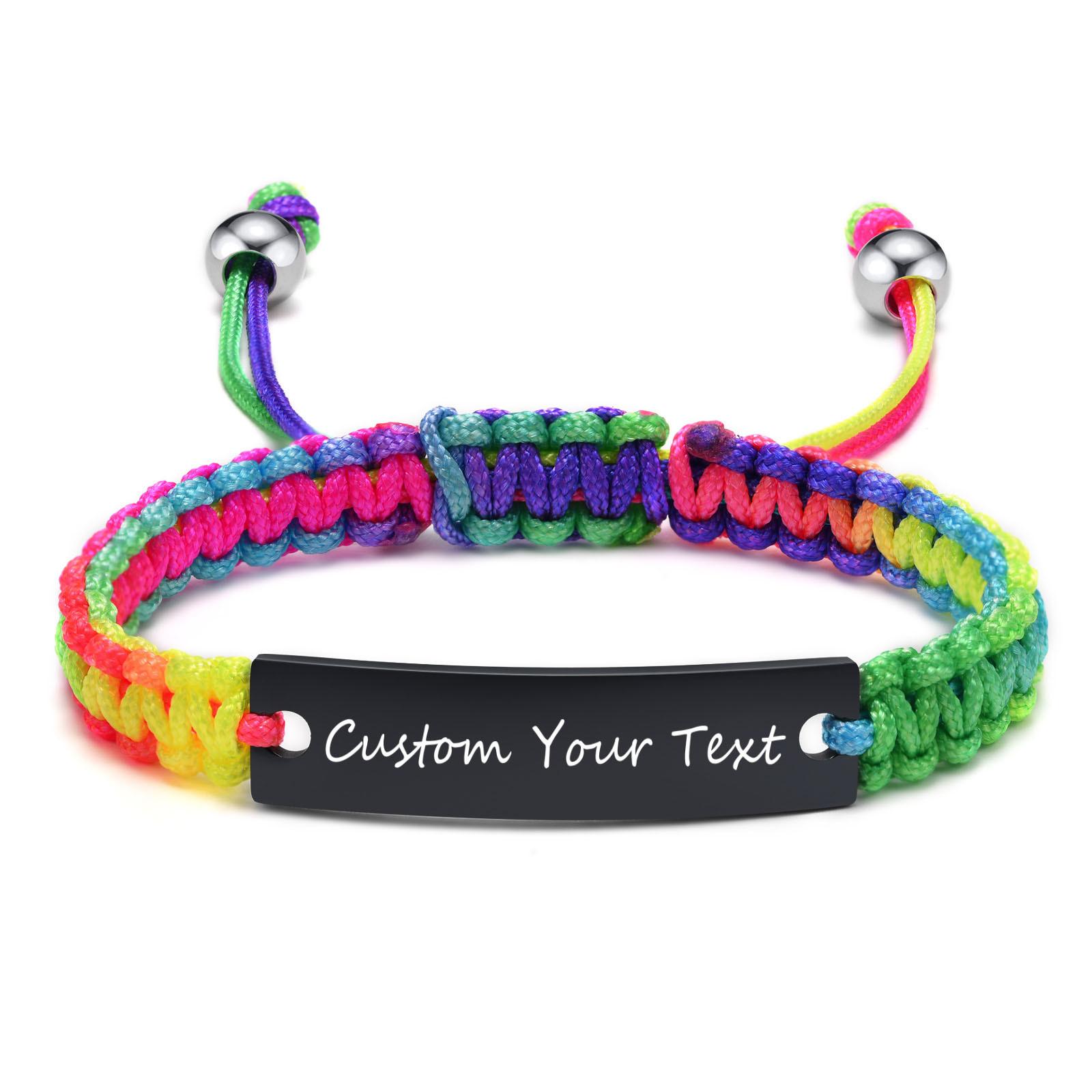 

Engraved Personalized Rope ID Bracelet Braided Adjustable Friendship Couples Women Men Custom Name Initials Wristband