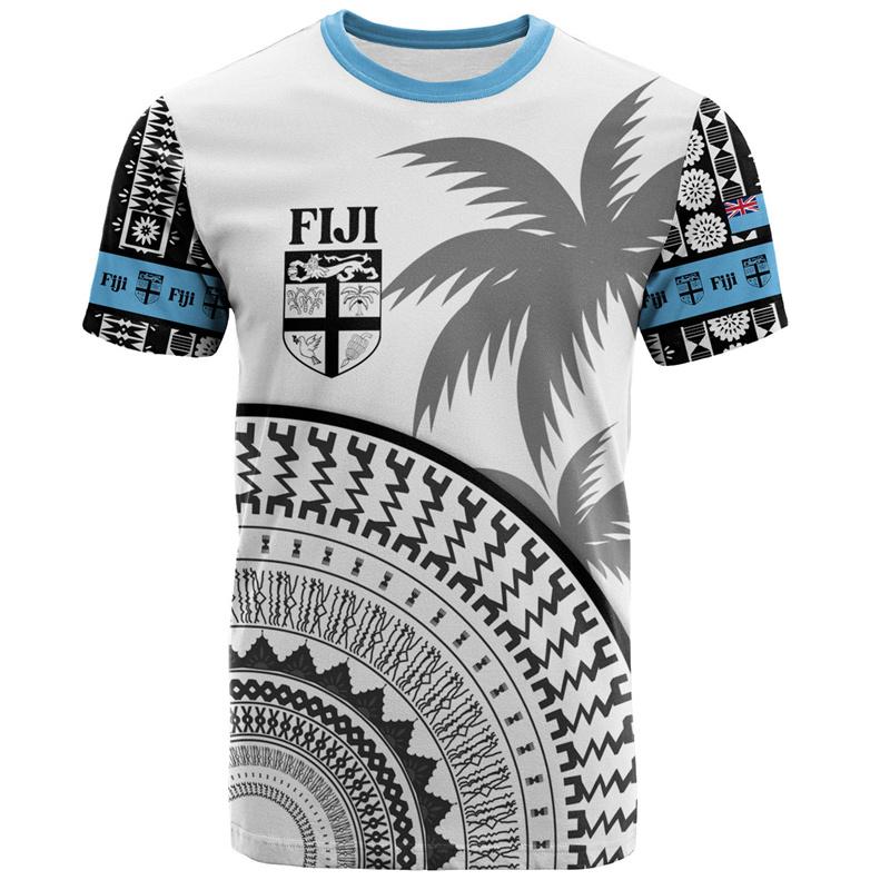 Fiji 3D Printed T-shirts Summer Round Neck Short Sleeves Casual Tops  Street Oversized men's T-shirts