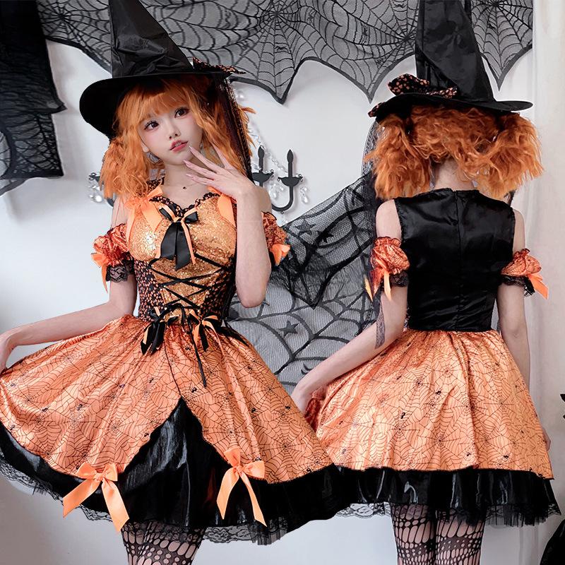 Halloween Adult Costume Witch Costume Masquerade Cos Show Costume Pumpkin Witch Costume Cosplay Dress