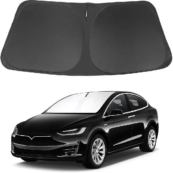 TINGLU Sun Shade For Tesla Model X Tesla X 2016-2024 2025 Accessories Windshield Sun Shade Window Shade UV Rays Protection Sun Visor Cover With