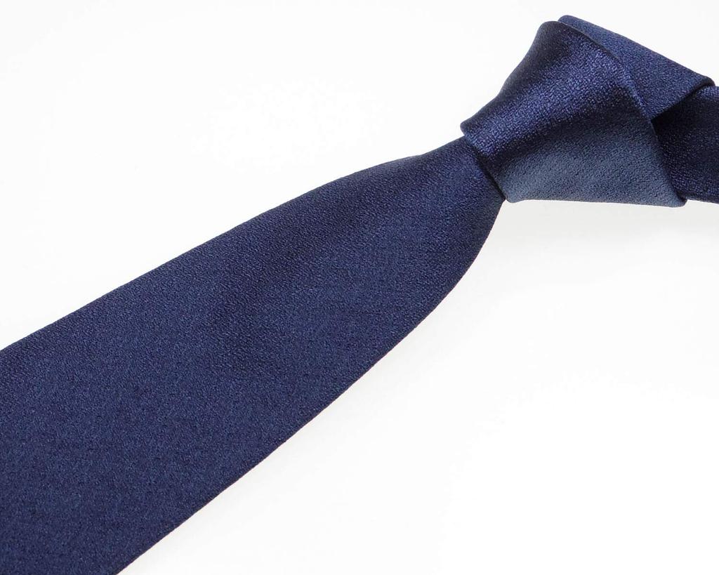 Fujizakura Kobo Solid Navy Silk with Indigo Made In Japan Necktie, Satin,