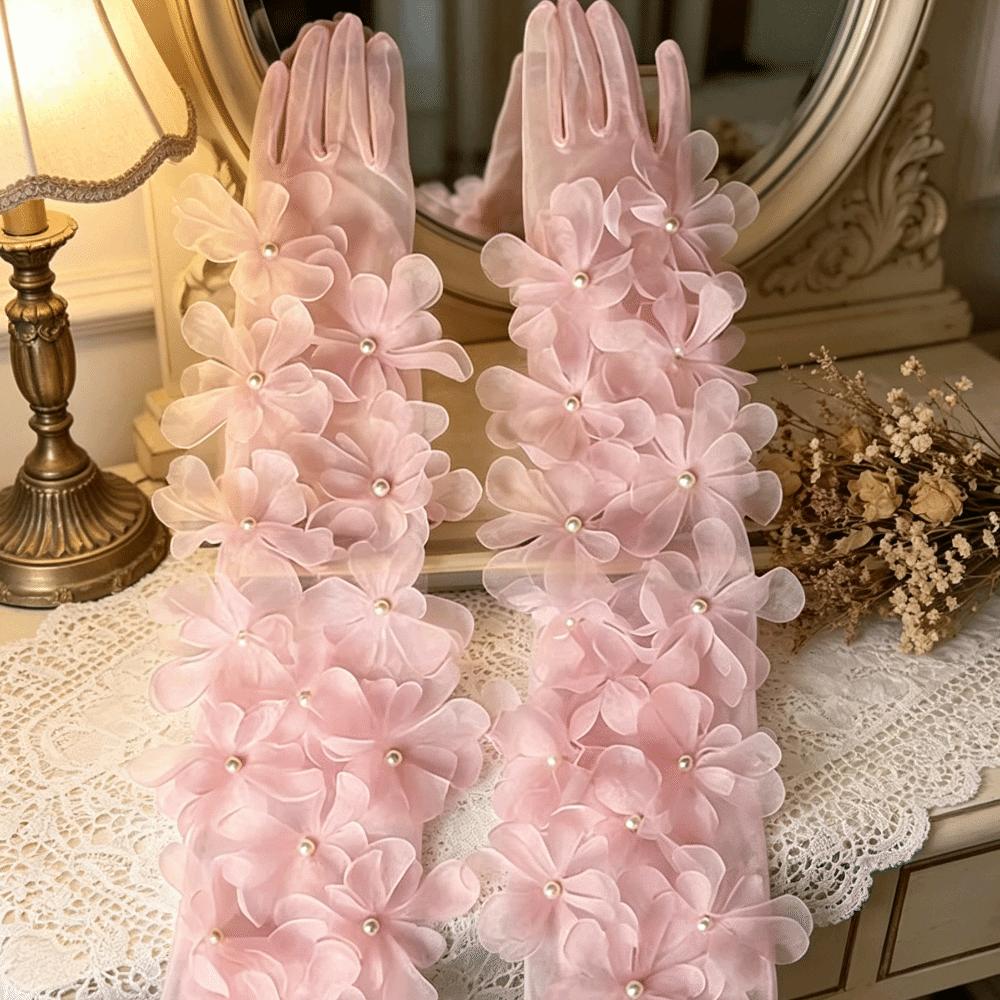 Pearl Long Gloves Elegant Bridal Gown Accessories  Travel Photography