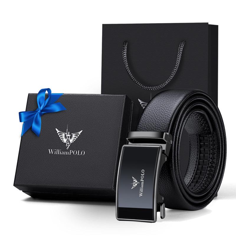 King Paul Herren High-End Echtleder Automatikschließe Gürtel
