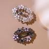 Luxury Oval Flower Hair Clip Rhinestone Zircon Top Clip  For Women Girls Hair Accessories