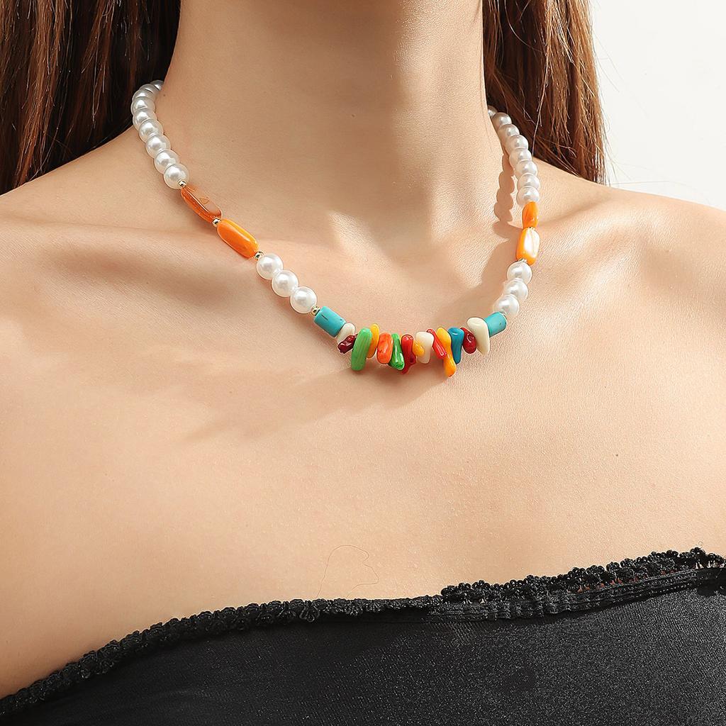 Necklace for Women Jewelry Niche Design Turquoise Necklace Ins Summer Heart Pendant Beaded Necklace Beautiful Elegant Necklace for Her