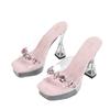 Fashionable Sexy Car Model Fashionable Transparent Nightclub Thick Heel Crystal Square Head 12CM Rhinestone Sandals LFD-1987-Q5